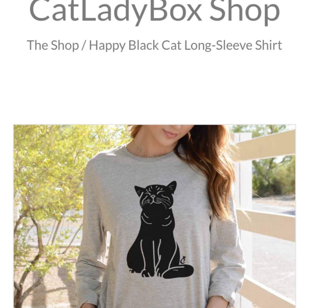 WORN ONCE - CatLadyBox gray long sleeve w/ cat